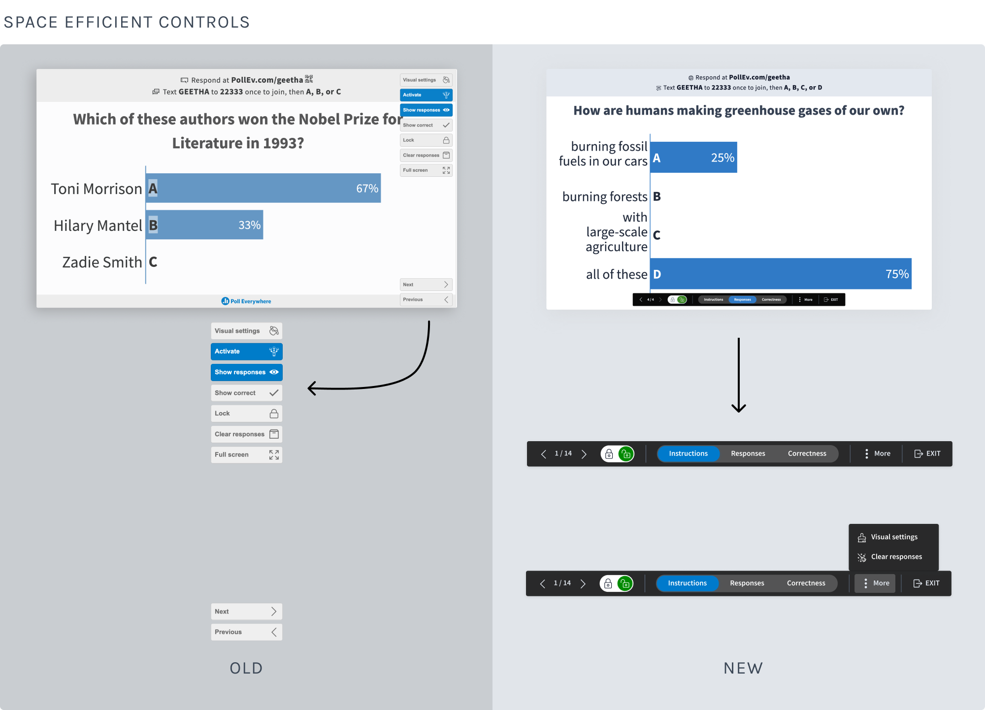 before and after - space efficient controls